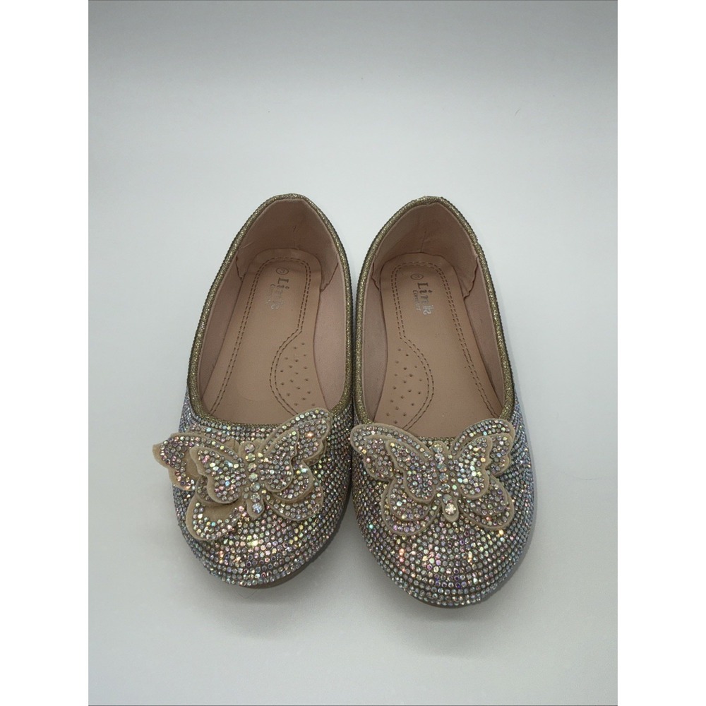 Link‎ Comfort Girls Youth Sparkle Rhinestone Butterfly Ballet Flats Size 3